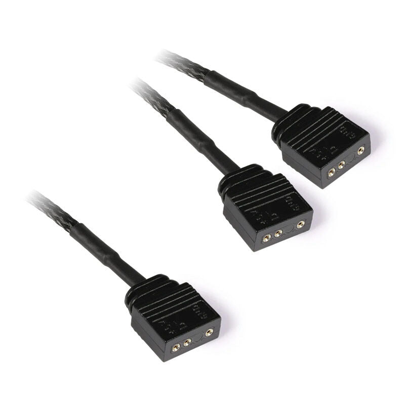 Alphacool aRGB 3-Pin Y-splitter 2-veis 15 cm svart bakside