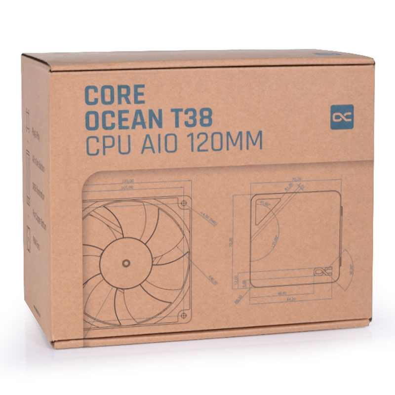 Slanger og tilkoblinger på Alphacool Core Ocean T38 AIO vannkjøling 120 mm RGB svart