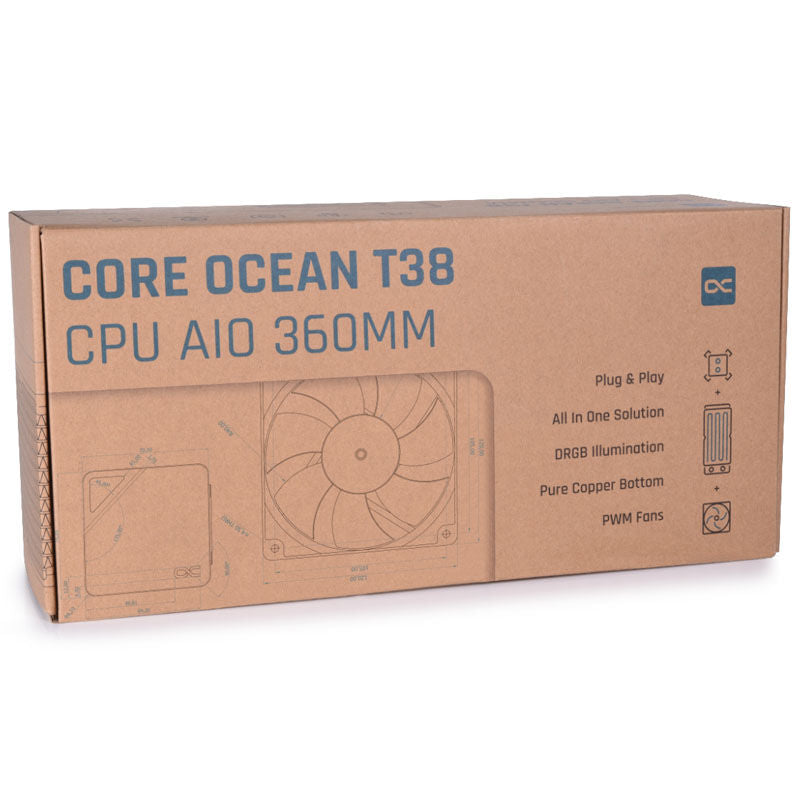 Alphacool Core Ocean T38 slanger med svart sleeve