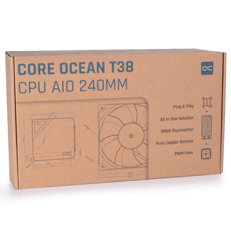 Alphacool Core Ocean T38 AIO vannkjøling 240 mm svart vifte