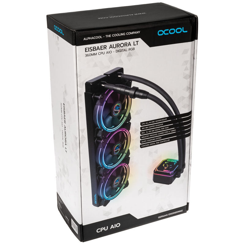 Alphacool Eisbaer Aurora LT360 AIO vannkjøling sideprofil