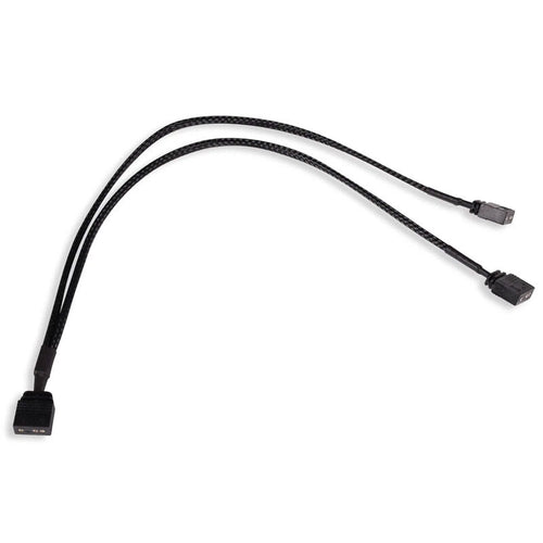 Alphacool Y-splitter aRGB 3-pin til 2x 3-pin kabel 30 cm svart forfra