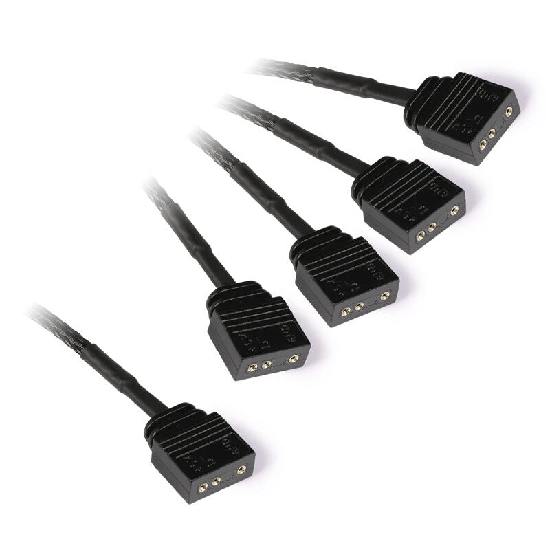 Alphacool Y-splitter aRGB 3-pin til 4x 3-pin 30 cm svart bakside