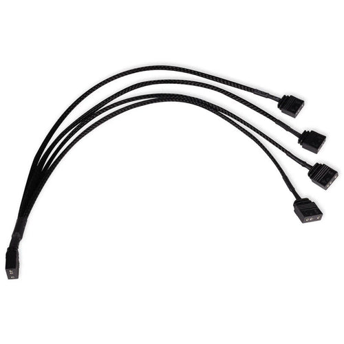 Alphacool Y-splitter aRGB 3-pin til 4x 3-pin 30 cm svart forfra