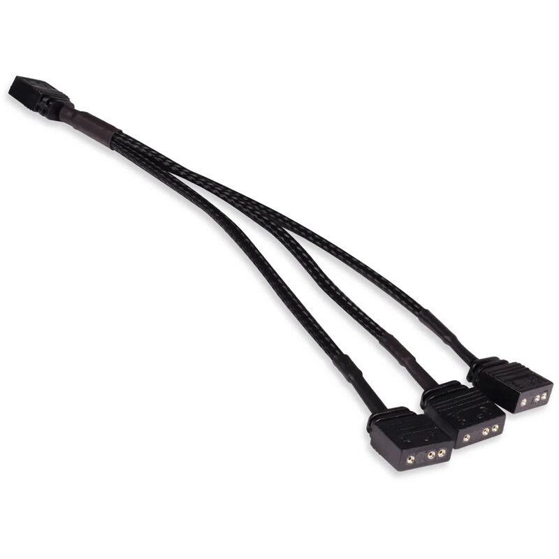 Alphacool Y-splitter aRGB 3-pin til 3x 3-pin 15 cm svart forfra