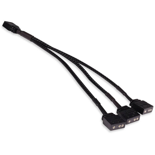 Alphacool Y-splitter aRGB 3-pin til 3x 3-pin 15 cm svart forfra