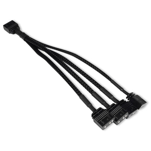 Alphacool Y-splitter aRGB 3-pin til 4x 3-pin 15 cm svart forfra