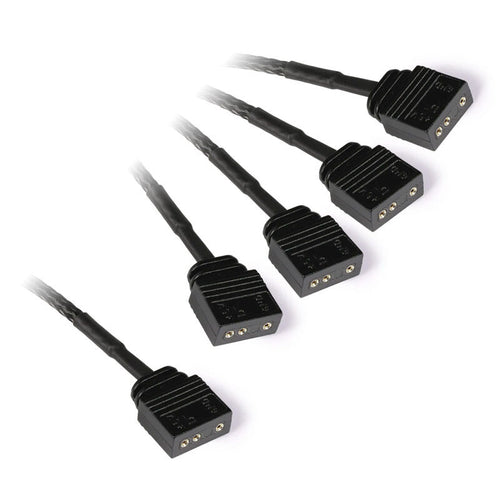 Alphacool Y-splitter aRGB 3-pin til 4x 3-pin 15 cm svart bakside