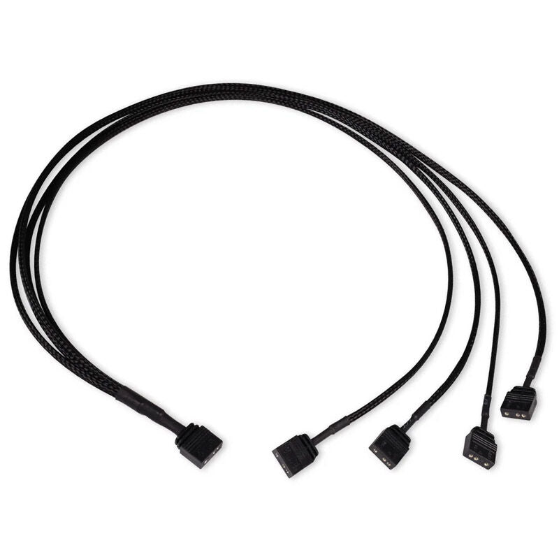 Alphacool Y-splitter ARGB 3-pin til 4x 3-pin 60 cm svart forfra