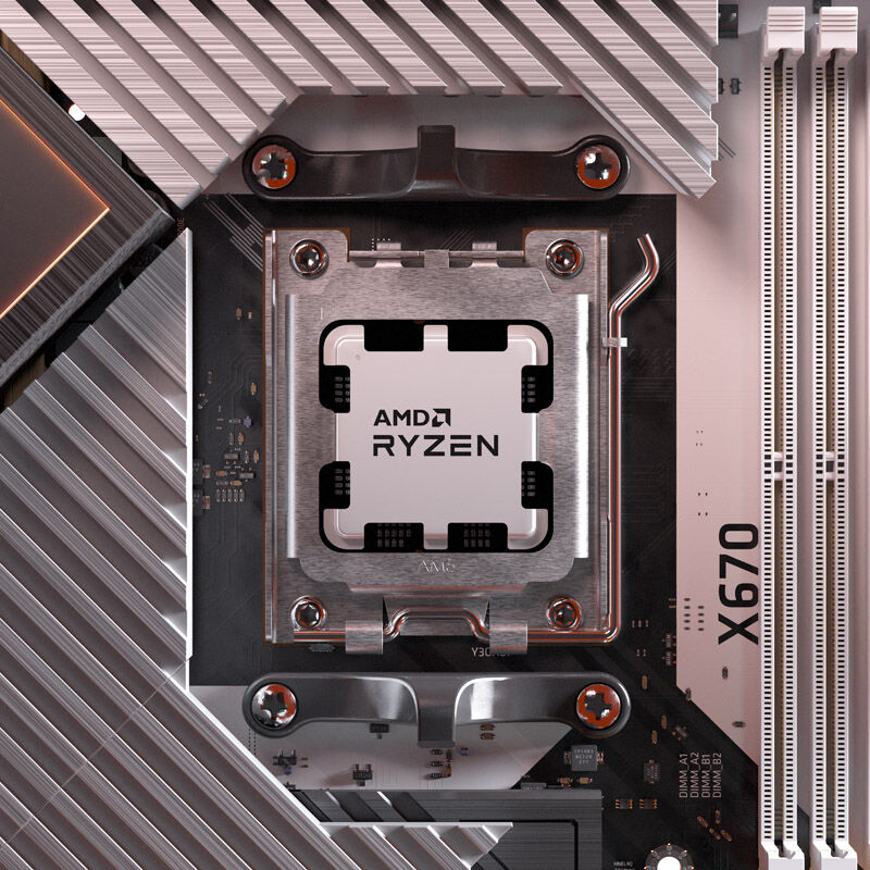 Nærbilde av AMD Ryzen 7 7800X3D prosessor