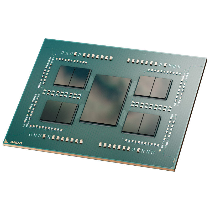 Nærbilde av kontaktpunkter på AMD Ryzen Threadripper 7970X prosessor
