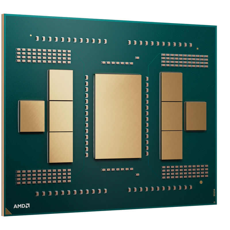 Nærbilde av AMD Ryzen Threadripper 9970X sTR5 sokkel