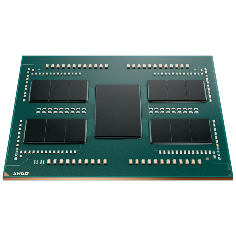 AMD Ryzen Threadripper Pro 7975WX prosessor med synlig kjerneutforming
