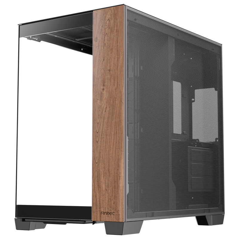 Detalj av herdet glass på Antec C8 kabinett fulltårn E-ATX herdet glass svart