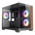 Antec CX600M Wood minitårn kabinett front med herdet glass og trepanel