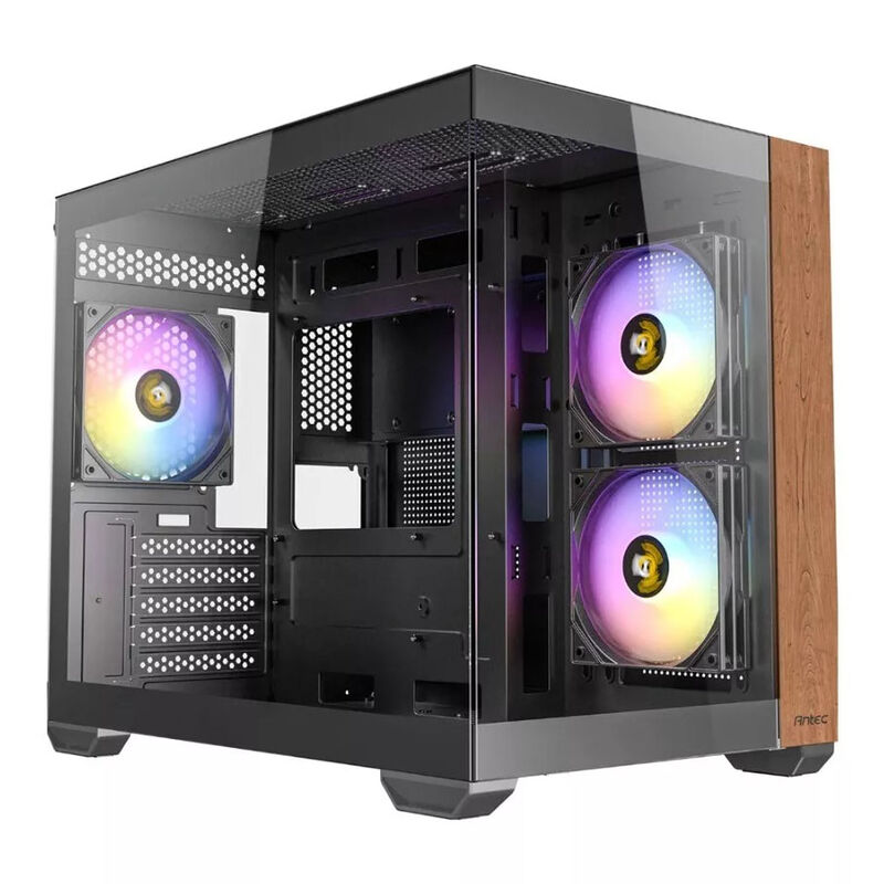 Antec CX600M Wood minitårn kabinett front med herdet glass og trepanel