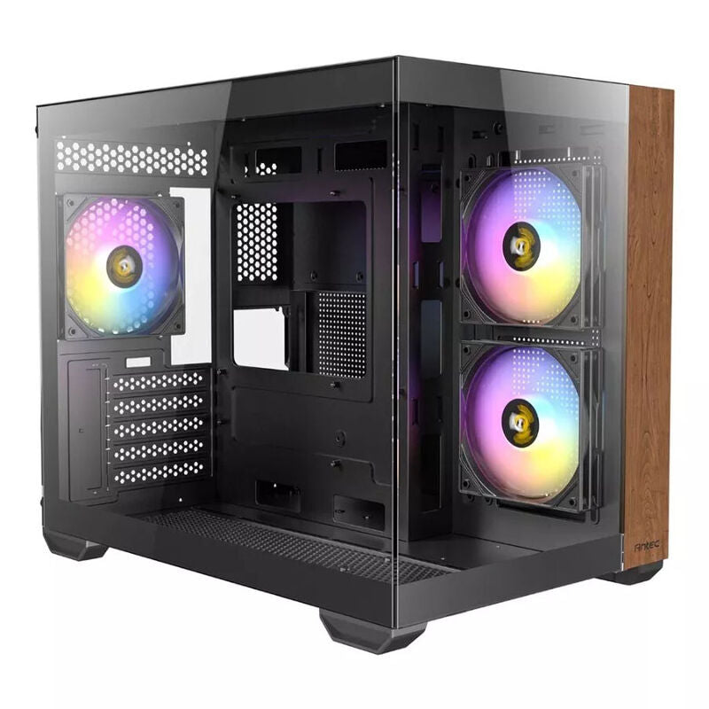 Visning av ventilasjon og vifter i Antec CX600M Wood kabinett