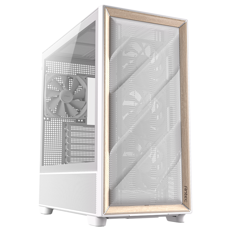 Antec Flux kabinett midtårn E-ATX herdet glass hvit forfra