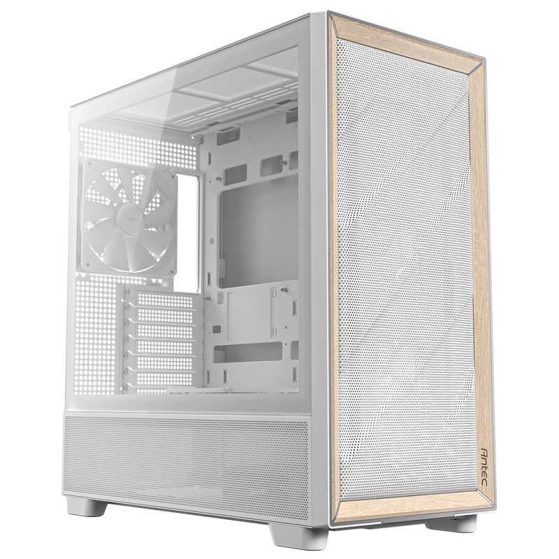 Antec Flux kabinett midtårn E-ATX herdet glass hvit bakside