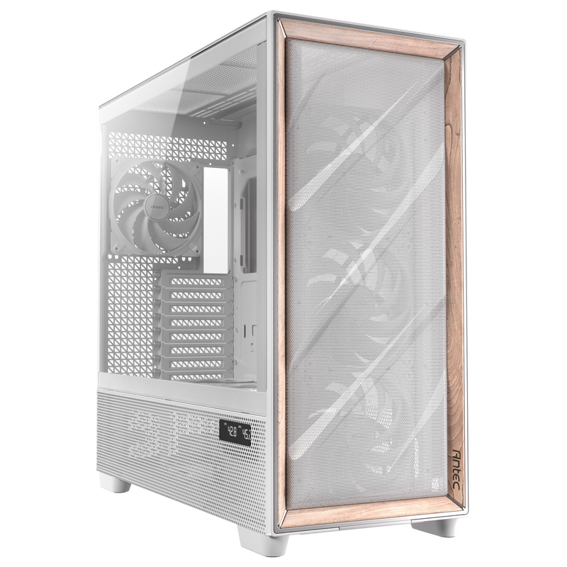 Antec Flux Pro kabinett fulltårn E-ATX herdet glass hvit forfra
