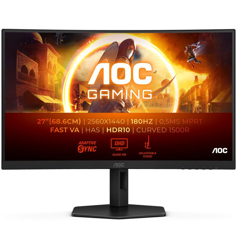 AOC CQ27G4X 27" curved gamingskjerm forfra