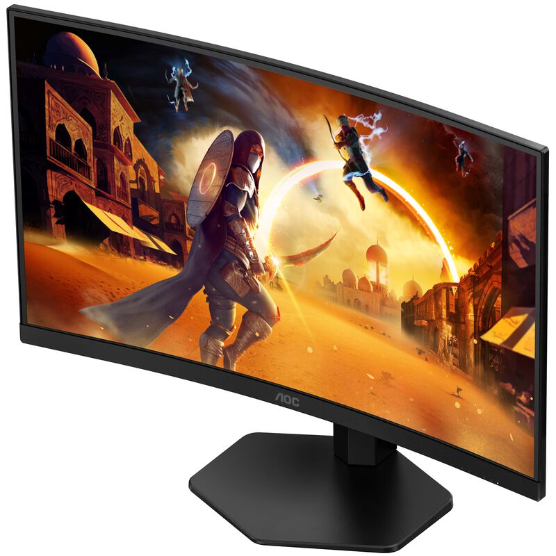 Nærbilde av tilkoblingsporter på AOC CQ27G4X 27" curved gamingskjerm