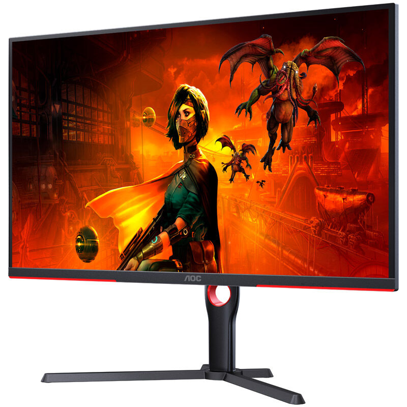 AOC Gaming U32G3X/BK montert på skrivebord