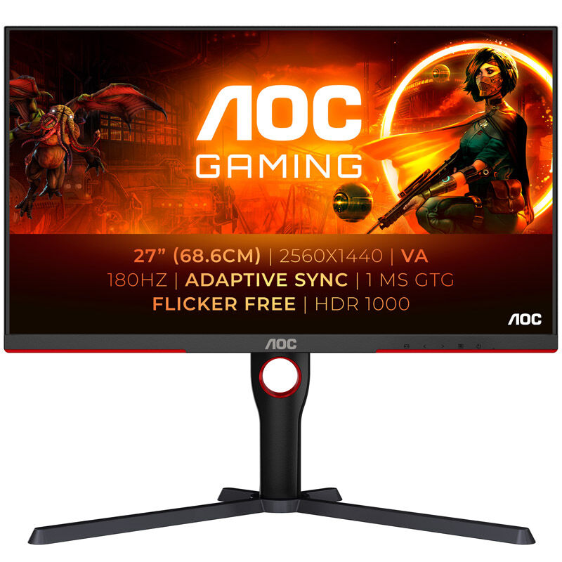 AOC Q27G3XMN/BK gamingskjerm forfra