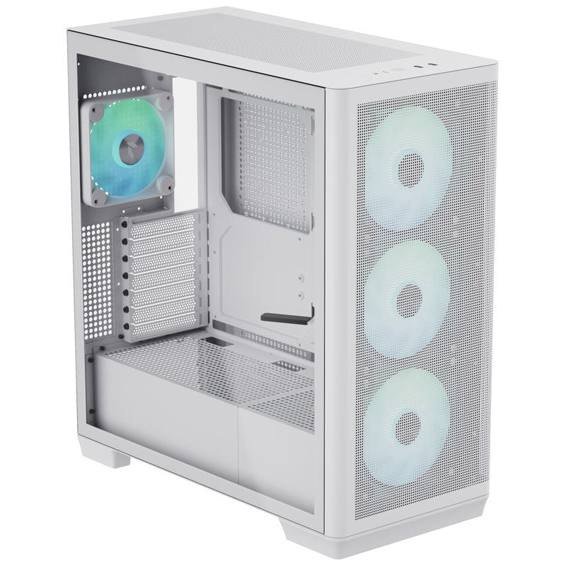 APNX C1 kabinett midtårn ATX herdet glass hvit bakside