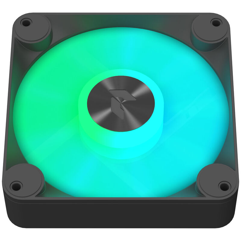 APNX FP1-Q PWM vifte 120 mm ARGB svart nærbilde av ARGB-lys