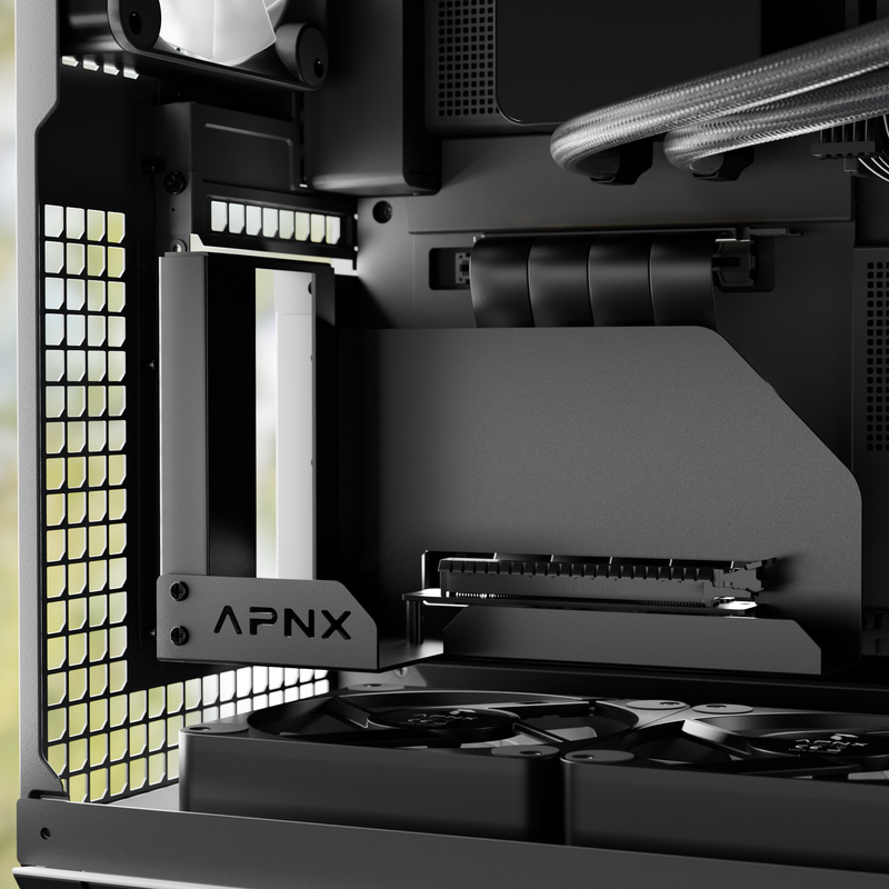 Nærbilde av APNX Vertical GPU Holder Kit 2 vertikal GPU-brakett svart