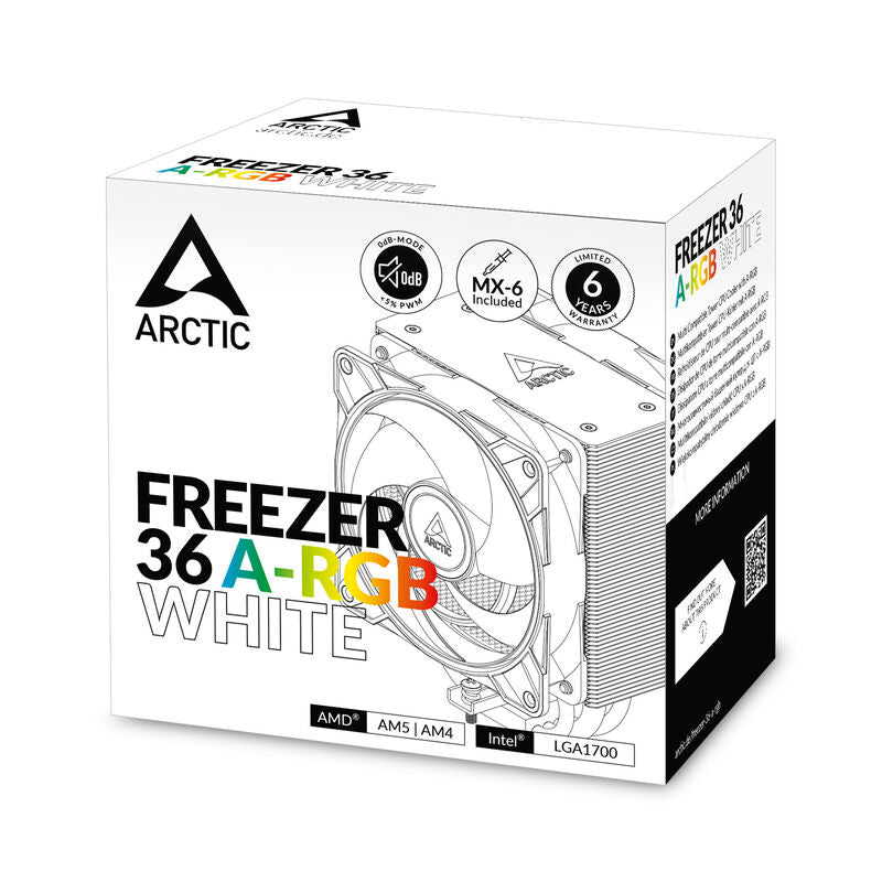 Oversikt over Arctic Freezer 36 ARGB White CPU-kjøler