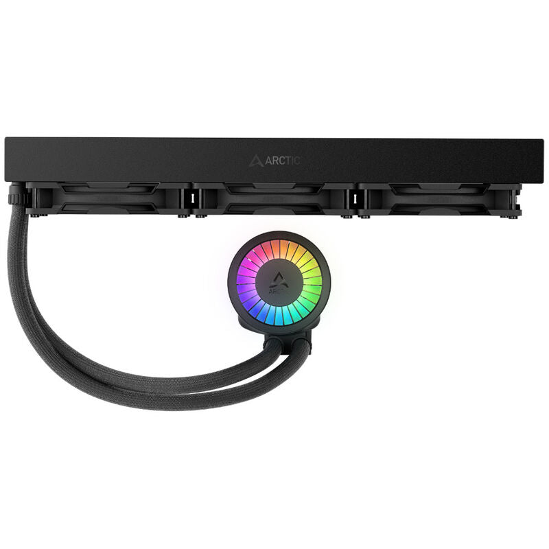 Detalj av Arctic Liquid Freezer III Pro A-RGB 420 AIO vannkjøling hvit pumpe