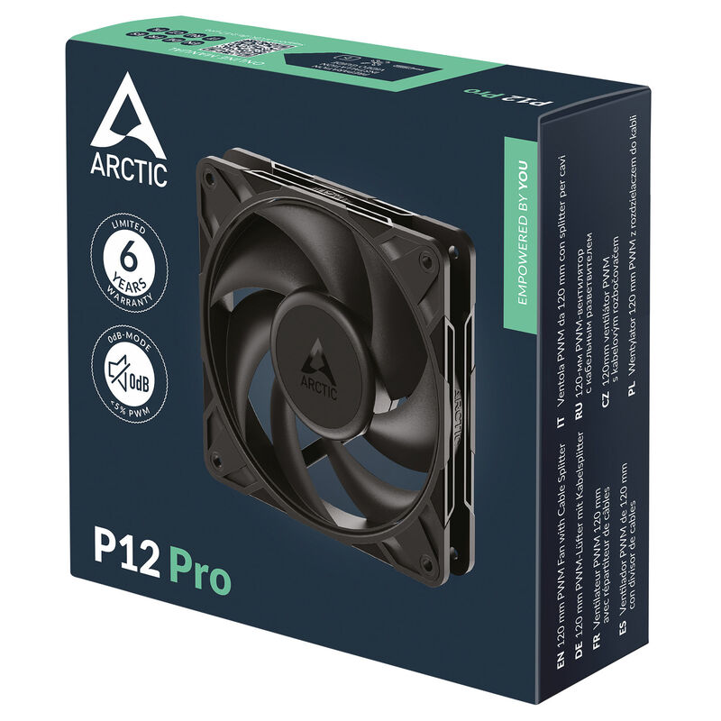 Arctic P12 Pro PWM vifte 120 mm svart vinkelbilde