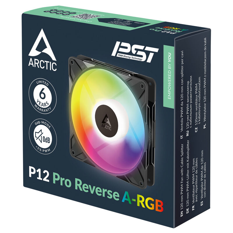Arctic P12 Pro Reverse ARGB PWM vifte 120 mm hvit detalj på vifteblad
