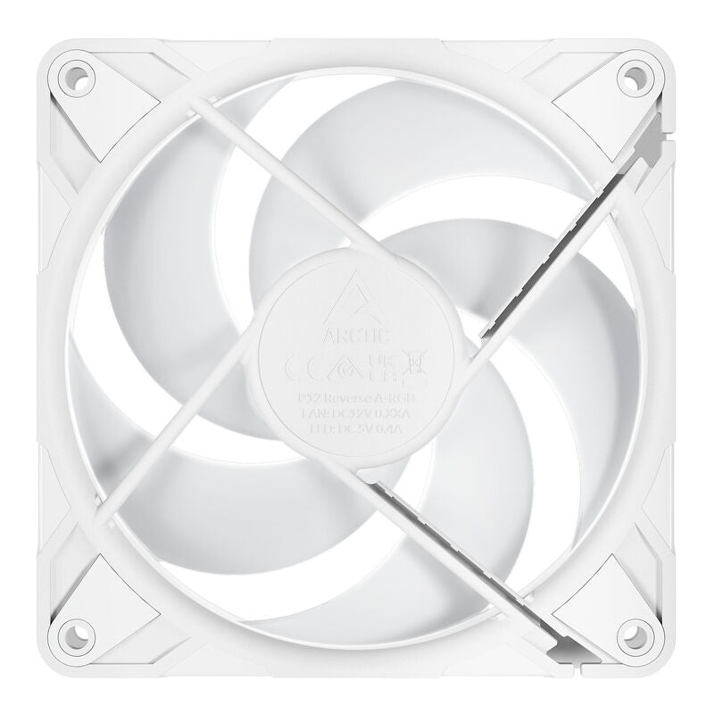 Sideprofil av Arctic P12 Pro Reverse ARGB PWM vifte 120 mm hvit