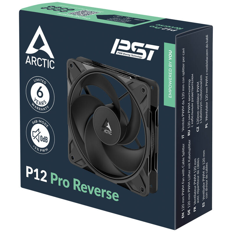Arctic P12 Pro Reverse vifte 120 mm PWM svart sideprofil