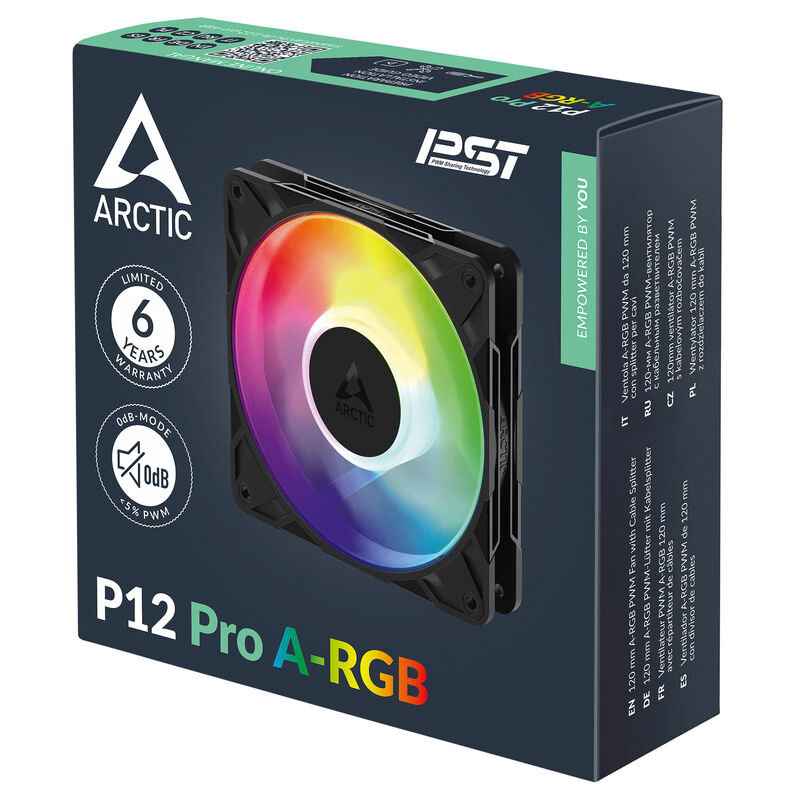 Arctic P12 Pro vifte 120 mm PWM ARGB svart kabeltilkopling