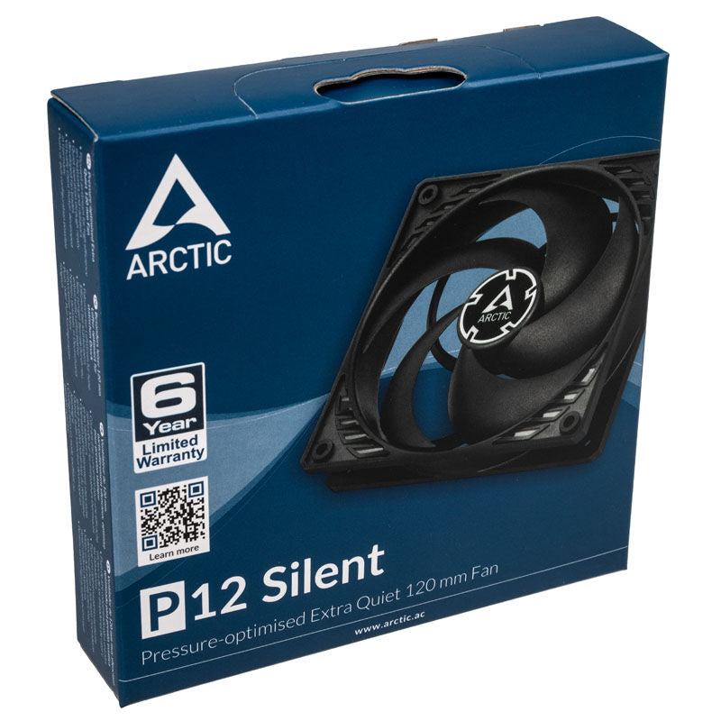Montert Arctic P12 Silent vifte 120 mm stillegående svart i PC-kabinett