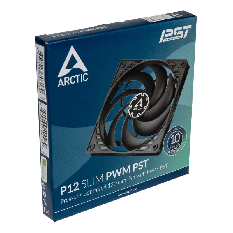 Detalj av Arctic P12 Slim PWM PST vifte 120 mm svart viftehub
