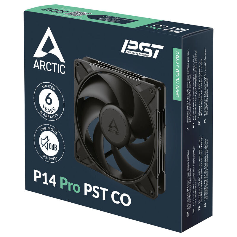 Arctic P14 Pro PST CO PWM vifte 140 mm svart sideprofil