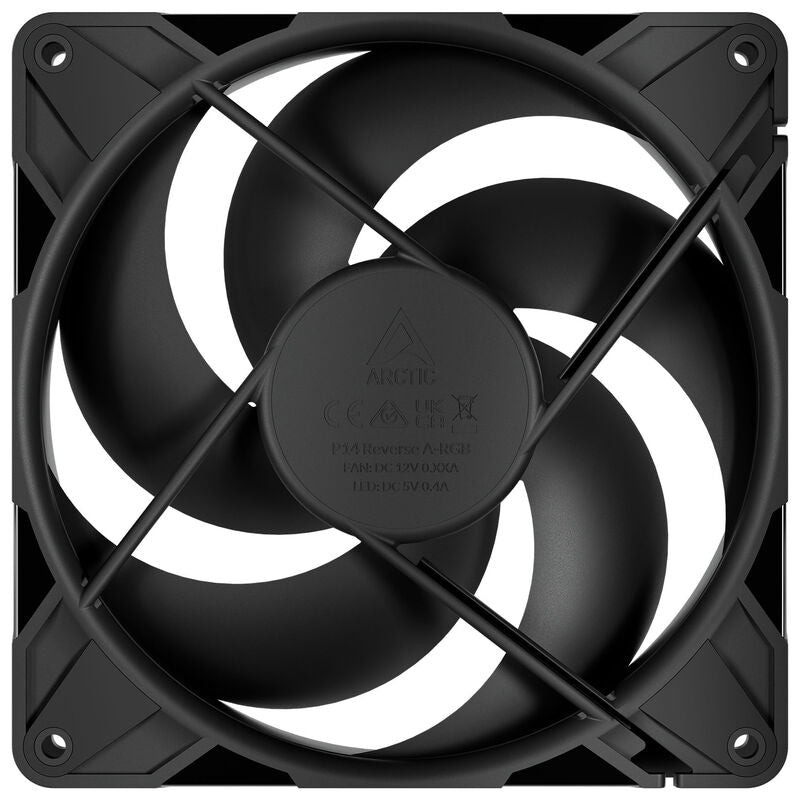 ARCTIC P14 Pro Reverse PWM vifte 140 mm svart nærbilde av vifte