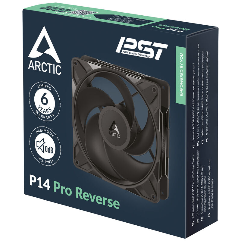 Arctic P14 Pro Reverse PWM vifte 140 mm svart side