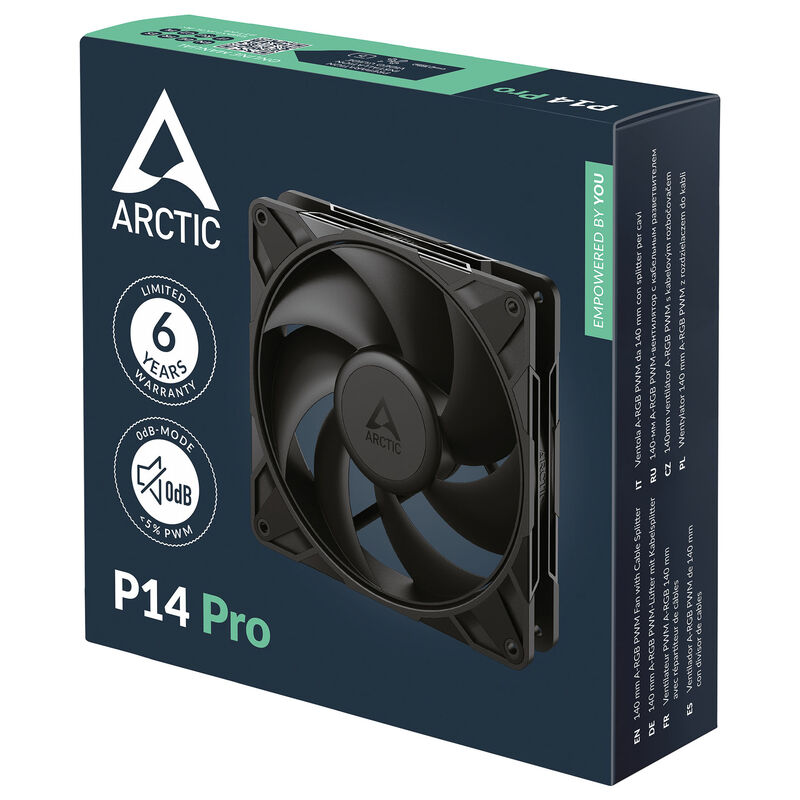 Arctic P14 Pro vifte 140 mm PWM svart sideprofil