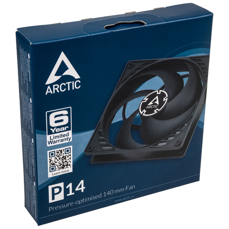 Nærbilde av Arctic P14 vifte 140 mm svart vifteblader