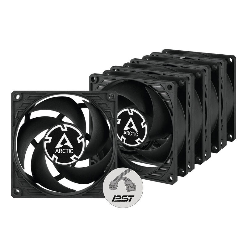 Arctic P8 PWM PST vifte 5-pack 80 mm svart forfra