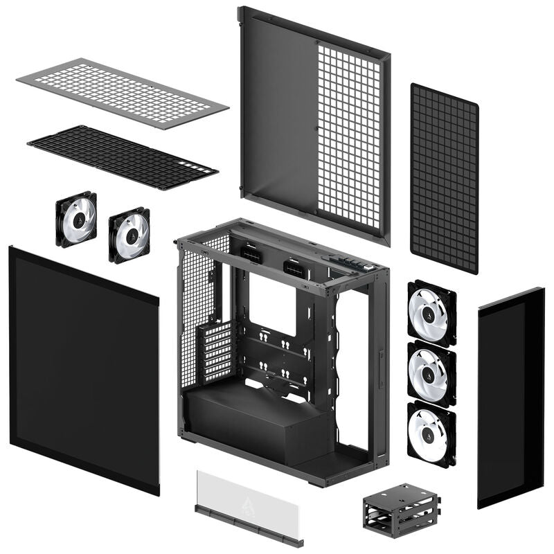 ARCTIC Xtender Mirror kabinett oversikt med demontert sidepanel