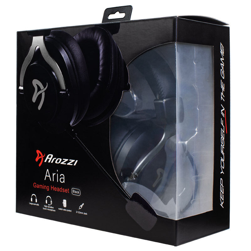 Arozzi Aria gamingheadset kablet 50 mm svart pakket i eske