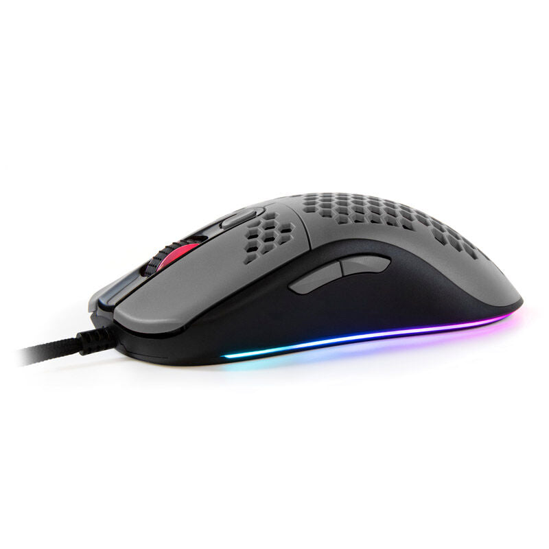 Arozzi Favo Ultra Light gamingmus kablet 16000 DPI RGB svart grå forfra