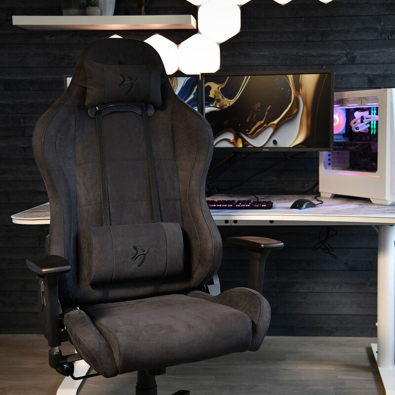 Sittestilling på Arozzi Torretta gamingstol Supersoft stoff svart